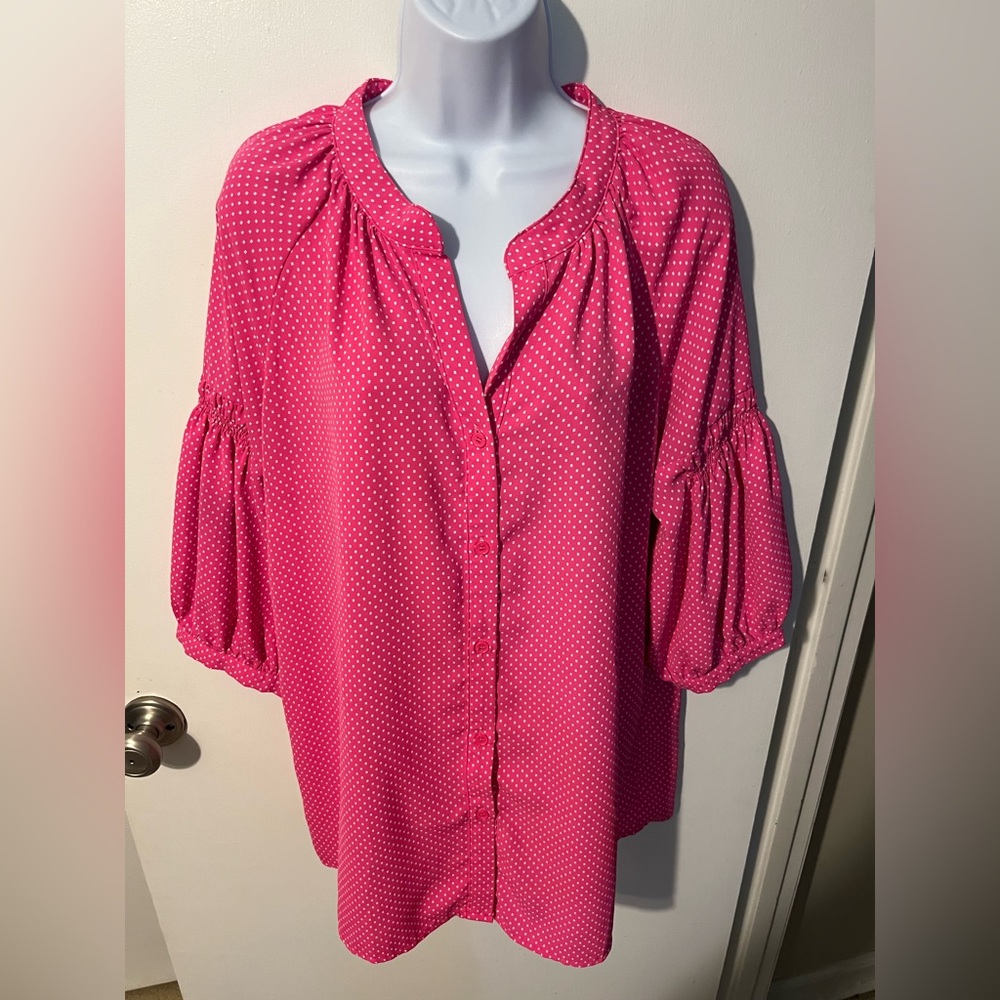 Pink Polka Dot Women's Top size Large